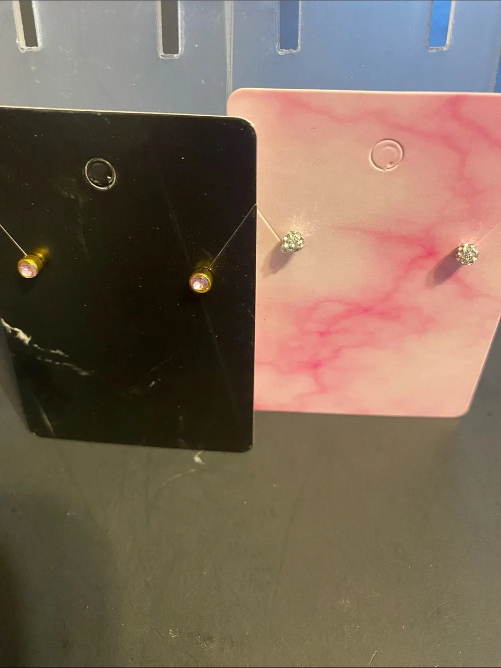 Delicate Pink Stone and Clear Crystal Stud Earring Set